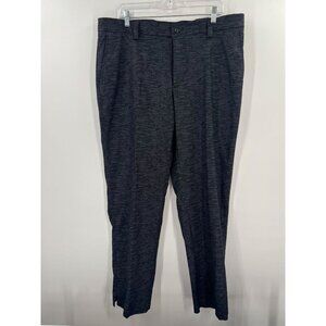Slazenger Men 38 Black Gray Print Trousers Flat Front Slim Modern Fit Golf Work‎
